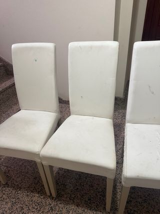 Juego de 4 sillas polipiel blancas