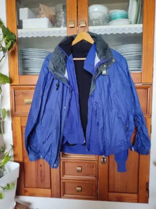 Anorak 2 piezas senderismo azul con capucha