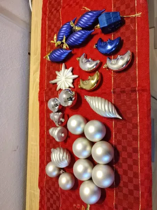 25 Palline Albero Natale Blu e Argento