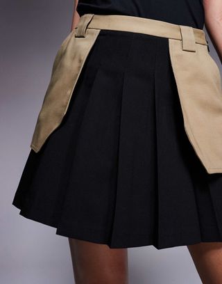 Minifalda de sastre negra de tablas. (Talla 38)