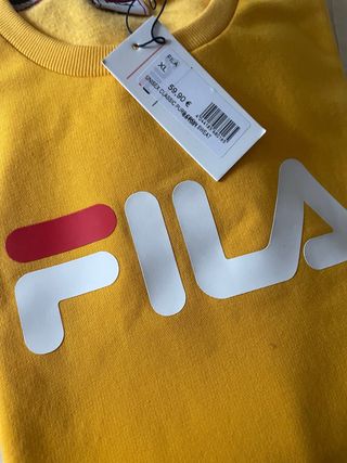 Sudadera Fila XL Amarilla Felpa Interior Nueva