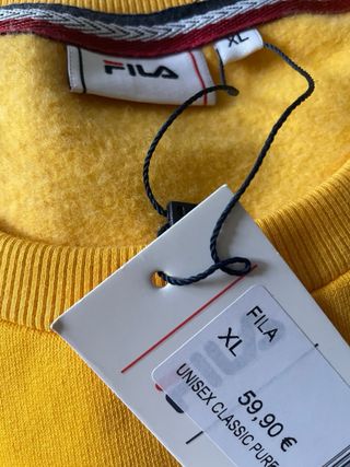 Sudadera Fila XL Amarilla Felpa Interior Nueva