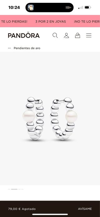 Pendientes Aro Pandora Perlas Plata