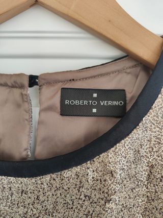 Top fiesta Roberto Verino beige y negro