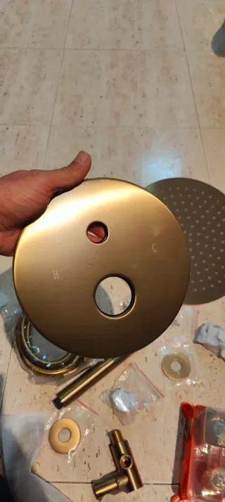 Conjunto Ducha Empotrado Dorado Griffo