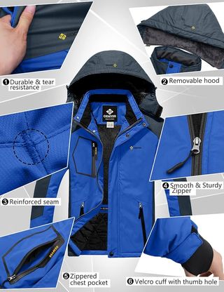 GEMYSE Chaqueta de Esquí Impermeable de Montaña para Hombre Abrigo de Invierno de Lana