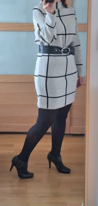 Vestido calentito gris y negro