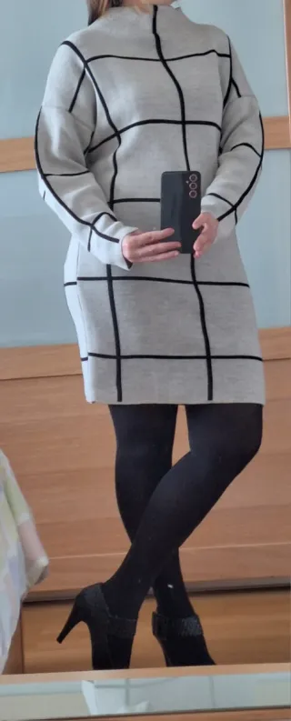 Vestido calentito gris y negro