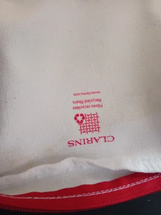 Neceser Clarins Blanco con Dibujos Rojos