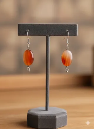 Pendientes Ágata Natural Plata