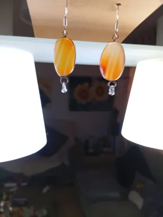 Pendientes Ágata Natural Plata