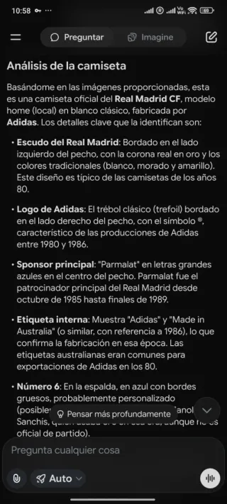 Camiseta Real Madrid 85/86 Sanchís Talla 6