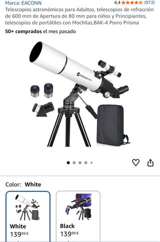 Telescopio EACONN 80mm Apertura 600mm Longitud