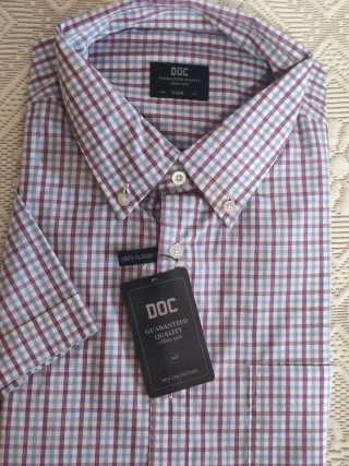 Camisa DOC cuadros azul y burdeos talla 6 XXL