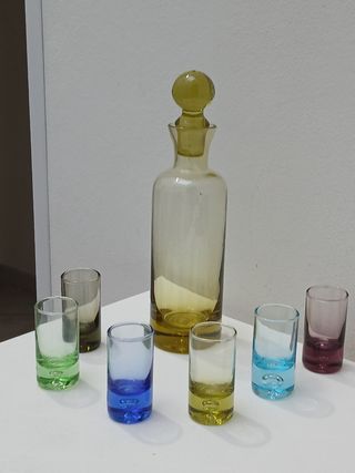 Set Murano Vintage: Bottiglia e 6 Bicchieri