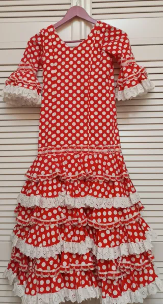 Vestido Gitana Niña Lunares Rojo Blanco