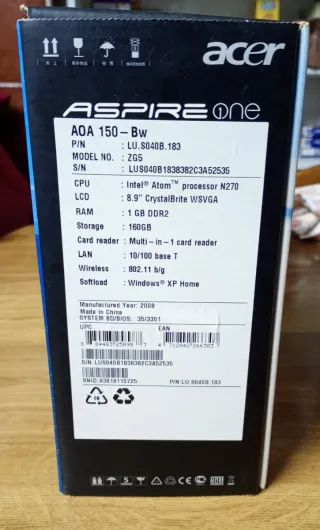 Mini portátil Acer Aspire One Blanco