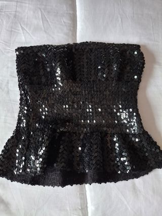 Top Negro Lentejuelas Peplum