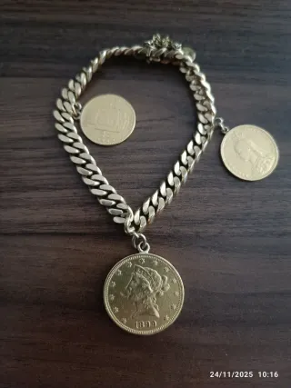 Pulsera esclava con monedas de oro