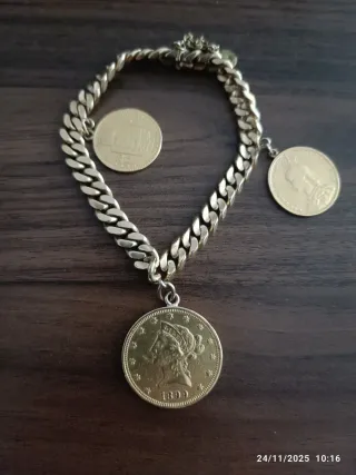 Pulsera esclava con monedas de oro