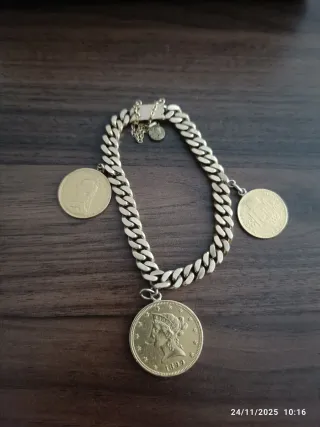 Pulsera esclava con monedas de oro