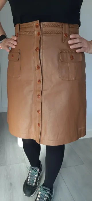 Falda de piel Pepe Jeans marrón