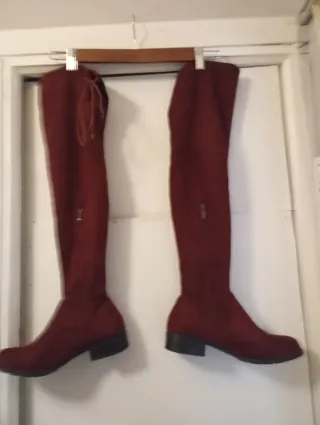 Botas altas de ante burdeos