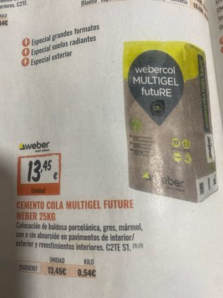 Cemento Cola Weber Multigel Future 25kg