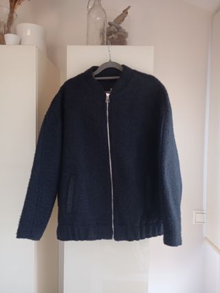 Chaqueta Bomber Zara Oversize Azul Marino Talla S