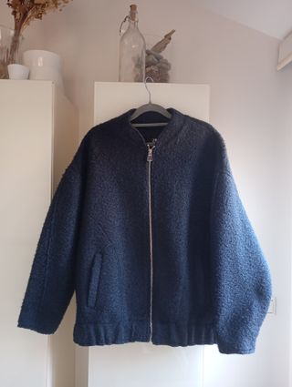 Chaqueta Bomber Zara Oversize Azul Marino Talla S