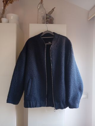 Chaqueta Bomber Zara Oversize Azul Marino Talla S