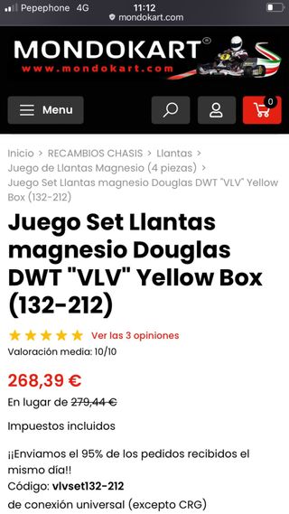 Llantas Kart DWT Bajo Volumen (4 unidades)