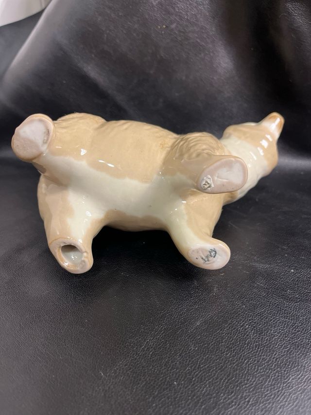Figura Orso in Porcellana Beige e Bianco