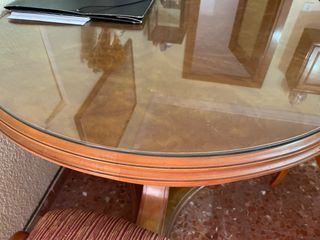 Mesa comedor extensible madera y cristal