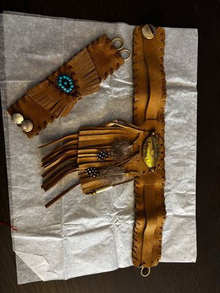 Gargantilla y pulsera piel con turquesa