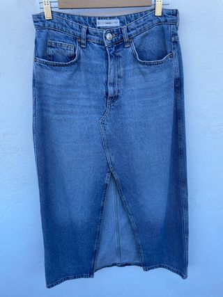 Falda midi vaquera Mango