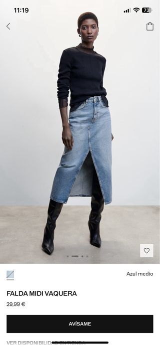 Falda midi vaquera Mango