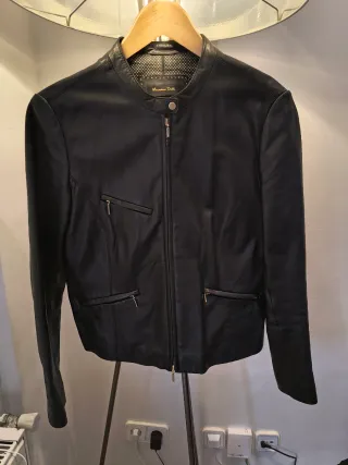 Chaqueta Cuero Massimo Dutti Negra