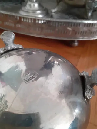 Juego de té de metal plateado