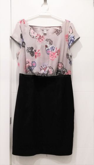 Vestido Talla 46 Floral Negro