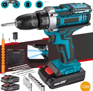 Taladro Atornillador 2 Baterías Maletín y acc