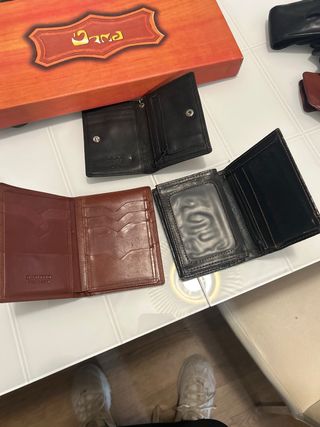 Lote 3 Carteras Piel Marrón y Negra