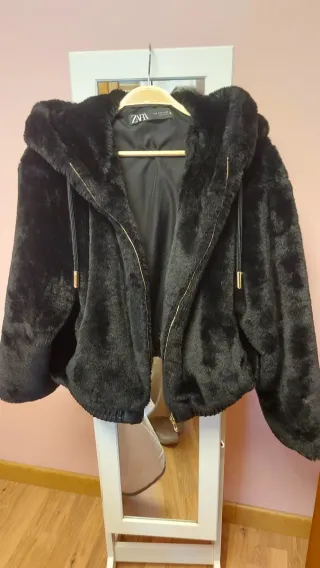 Chaquetón Zara Muton Negro Talla M