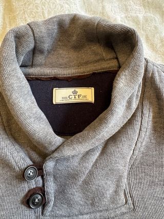 Jersey Cortefiel gris cuello shawl Talla M