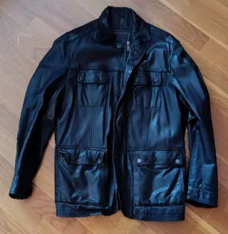 Chaqueta Piel Massimo Dutti Talla L Negra