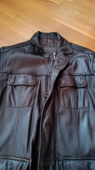 Chaqueta Piel Massimo Dutti Talla L Negra