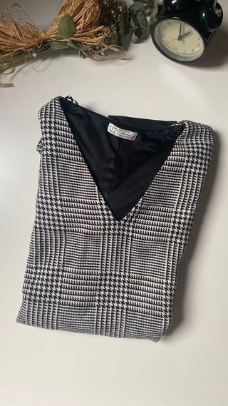 Vestido Zara Negro Blanco Talla S