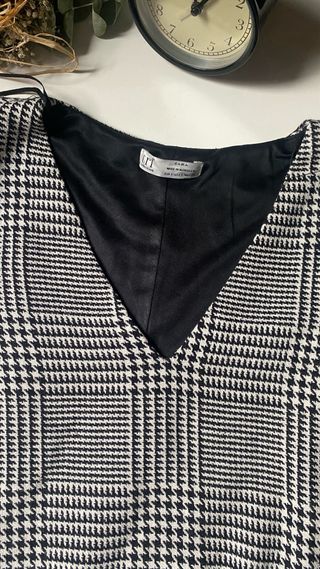 Vestido Zara Negro Blanco Talla S