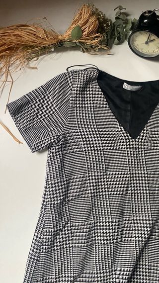 Vestido Zara Negro Blanco Talla S