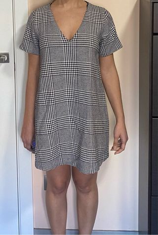 Vestido Zara Negro Blanco Talla S